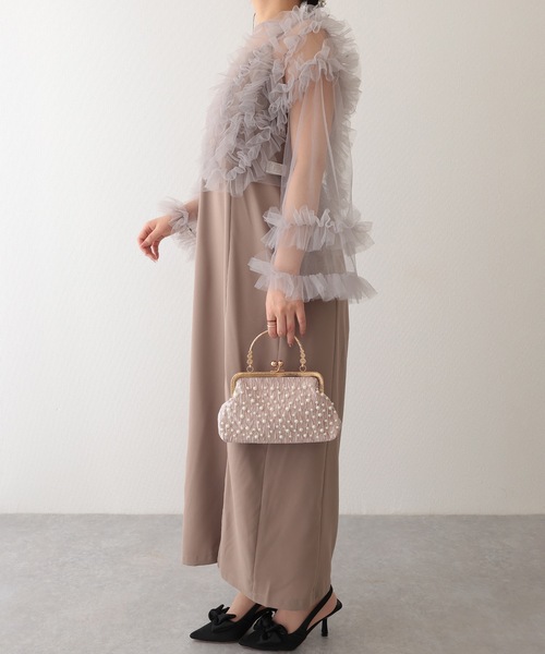 Lace Ladies(レースレディース)の「3WAY メニー パール がま口 パーティーバッグ(クラッチバッグ・レディース・ベージュ/アイボリー/ブラック・FREE)」の15枚目の写真