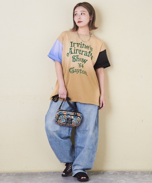 CUBE SUGAR(キューブシュガー)の「デニム ワイド カーブ パンツ(デニムパンツ・レディース・ライトブルー・M/L)」の3枚目の写真