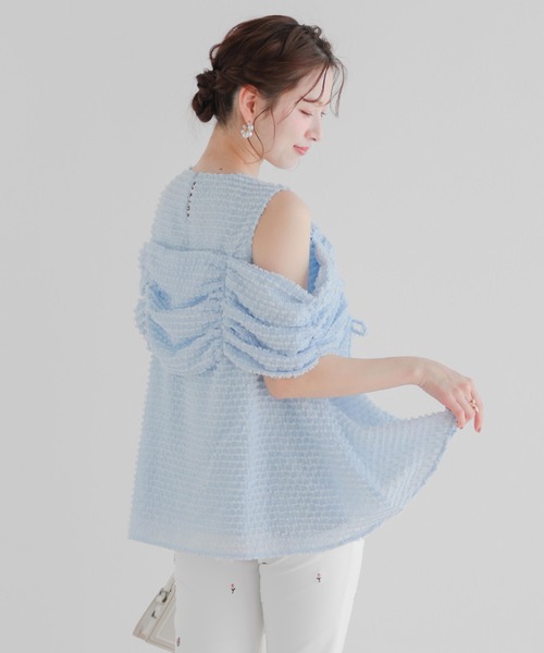 Fit more（フィットモア）の「オープンショルダーフリンジトップス（その他トップス・レディース・ブルー/ホワイト/グリーン・FREE）」の9枚目の写真