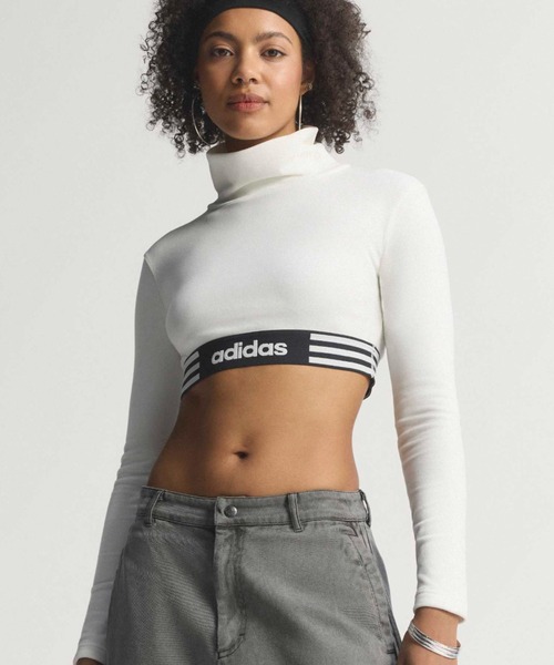 adidas(アディダス)の「adidas WINTERIZED LS CROP TEE / アディダスウィンターライズド ロングスリーブ クロップ ティー(Tシャツ/カットソー・レディース・ホワイト・L/M/S)」の2枚目の写真