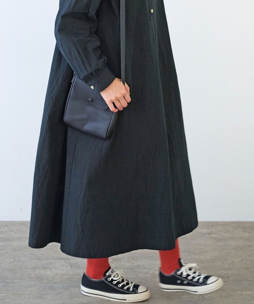 bulle de savon(ビュルデサボン)の「△ナチュラルリップルボイル シャツワンピース(ワンピース・レディース・ブラック/アイボリー/ホワイト・FREE)」の4枚目の写真