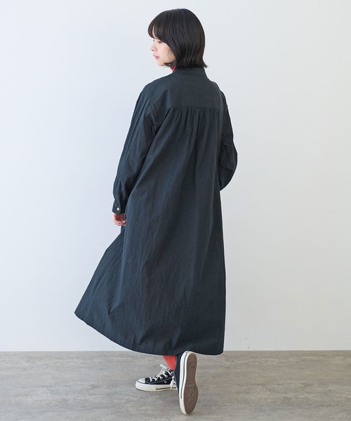 bulle de savon(ビュルデサボン)の「△ナチュラルリップルボイル シャツワンピース(ワンピース・レディース・ブラック/アイボリー/ホワイト・FREE)」の6枚目の写真