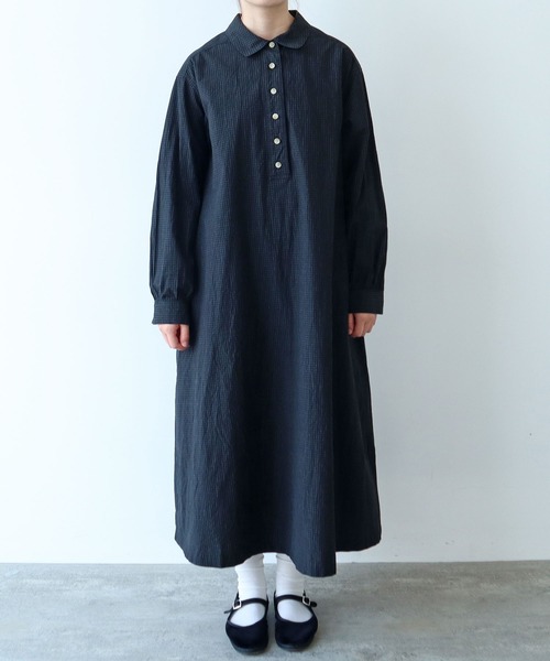 bulle de savon(ビュルデサボン)の「△ナチュラルリップルボイル シャツワンピース(ワンピース・レディース・ブラック/アイボリー/ホワイト・FREE)」の8枚目の写真