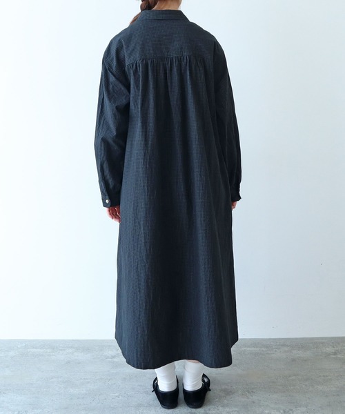 bulle de savon(ビュルデサボン)の「△ナチュラルリップルボイル シャツワンピース(ワンピース・レディース・ブラック/アイボリー/ホワイト・FREE)」の10枚目の写真