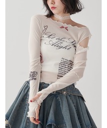 jouetie（ジュエティ）の「カットアウトグラフィックシアートップス（Tシャツ/カットソー）」