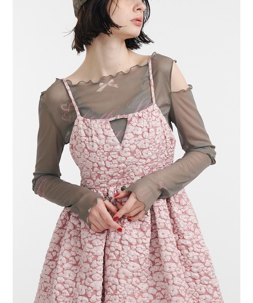 jouetie(ジュエティ)の「カットアウトグラフィックシアートップス(Tシャツ/カットソー・レディース・オフホワイト/ブラック/カーキ・MEDIUM)」の3枚目の写真