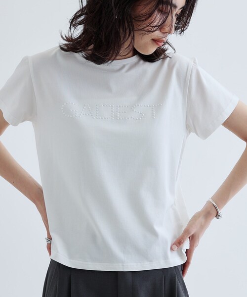 GALLEST(ギャレスト)の「◆パール調ロゴTシャツ(Tシャツ/カットソー・レディース・ホワイト/ブラック・38)」の7枚目の写真
