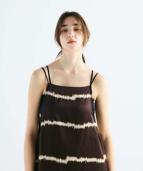 セール】シルクミックスボーダープリントワンピース（ワンピース