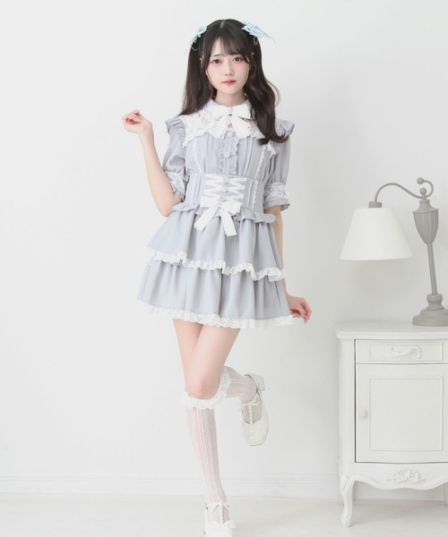 DearMyLove(ディアマイラブ)の「キラキラビジューハートフリルスカート(スカート・レディース・ブルーグレー/ブラック/ホワイト×ピンク/ブラック×ピンク/チェック・SMALL/MEDIUM/LARGE/LL/3L)」の9枚目の写真