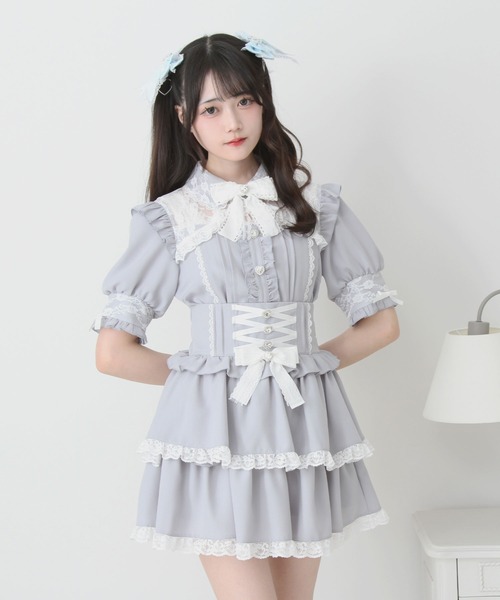 DearMyLove(ディアマイラブ)の「キラキラビジューハートフリルスカート(スカート・レディース・ブルーグレー/ブラック/ホワイト×ピンク/ブラック×ピンク/チェック・SMALL/MEDIUM/LARGE/LL/3L)」の11枚目の写真