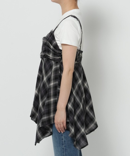 LOWRYS FARM（ローリーズファーム）の「オンブレチェックキャミチュニック　579492（Tシャツ/カットソー・レディース・チャコールグレー/レッド・FREE）」の9枚目の写真