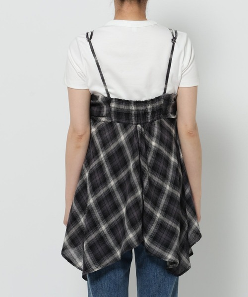 LOWRYS FARM（ローリーズファーム）の「オンブレチェックキャミチュニック　579492（Tシャツ/カットソー・レディース・チャコールグレー/レッド・FREE）」の10枚目の写真