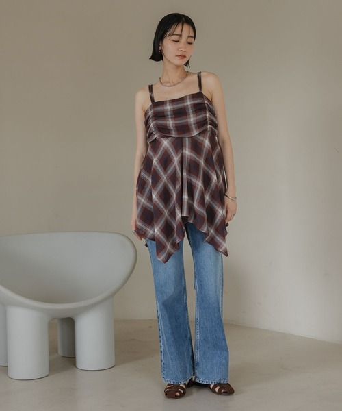 LOWRYS FARM（ローリーズファーム）の「オンブレチェックキャミチュニック　579492（Tシャツ/カットソー・レディース・チャコールグレー/レッド・FREE）」の22枚目の写真