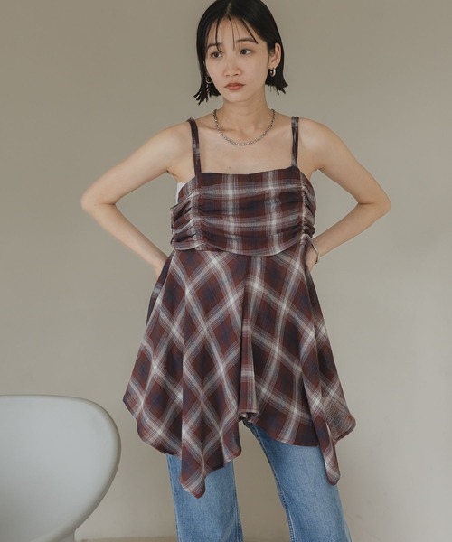 LOWRYS FARM（ローリーズファーム）の「オンブレチェックキャミチュニック　579492（Tシャツ/カットソー・レディース・チャコールグレー/レッド・FREE）」の20枚目の写真