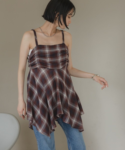 LOWRYS FARM（ローリーズファーム）の「オンブレチェックキャミチュニック　579492（Tシャツ/カットソー・レディース・チャコールグレー/レッド・FREE）」の19枚目の写真