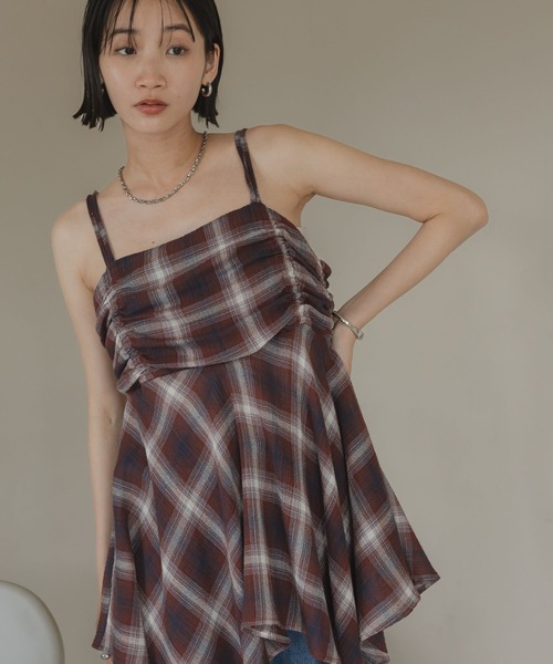 LOWRYS FARM（ローリーズファーム）の「オンブレチェックキャミチュニック　579492（Tシャツ/カットソー・レディース・チャコールグレー/レッド・FREE）」の18枚目の写真