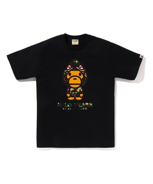 ア ベイシング エイプ 1ST カモ シャーク Tシャツ ブラック×グリーン 1ST CAMO MILO SHARK FZH TEE（Tシャツ/カットソー）｜A BATHING