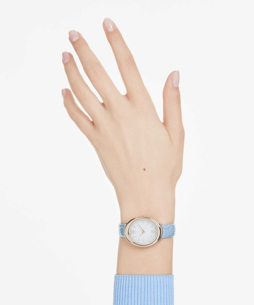 SWAROVSKI（スワロフスキー）の「【公式】【スワロフスキー】Imber oval ウォッチ, スイス製, レザーストラップ, ブルー, シャンパンゴールドトーン仕上げ（アナログ腕時計・レディース・ブルー・ONESIZE）」の7枚目の写真