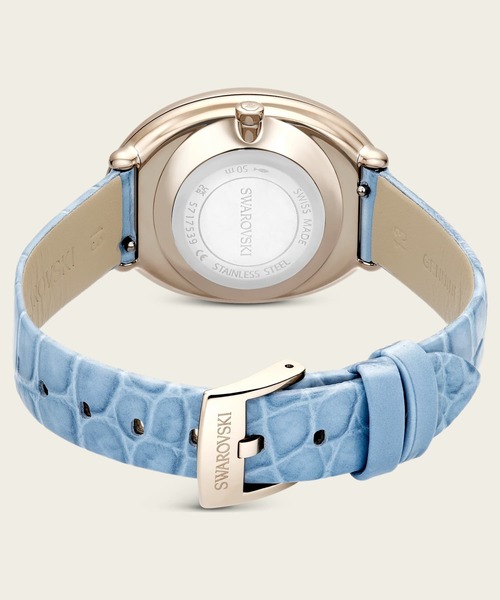 SWAROVSKI（スワロフスキー）の「【公式】【スワロフスキー】Imber oval ウォッチ, スイス製, レザーストラップ, ブルー, シャンパンゴールドトーン仕上げ（アナログ腕時計・レディース・ブルー・ONESIZE）」の5枚目の写真