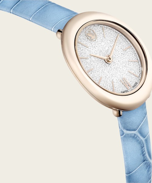 SWAROVSKI（スワロフスキー）の「【公式】【スワロフスキー】Imber oval ウォッチ, スイス製, レザーストラップ, ブルー, シャンパンゴールドトーン仕上げ（アナログ腕時計・レディース・ブルー・ONESIZE）」の3枚目の写真