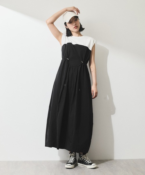 新品　ロペ　黒　ワンピース ROPÉ(ロペ) / 【洗える・新色追加】ブライトネスヤーンギャザー