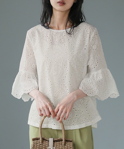 フリル袖スカラップレースブラウス（Tシャツ/カットソー）｜itto