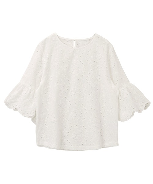 itto...(イット)の「フリル袖スカラップレースブラウス(Tシャツ/カットソー・レディース・ブラック/ベージュ/オフホワイト/ダークパープル・M/L)」の9枚目の写真
