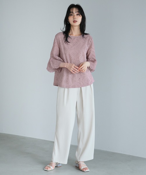 itto...(イット)の「フリル袖スカラップレースブラウス(Tシャツ/カットソー・レディース・ブラック/ベージュ/オフホワイト/ダークパープル・M/L)」の15枚目の写真