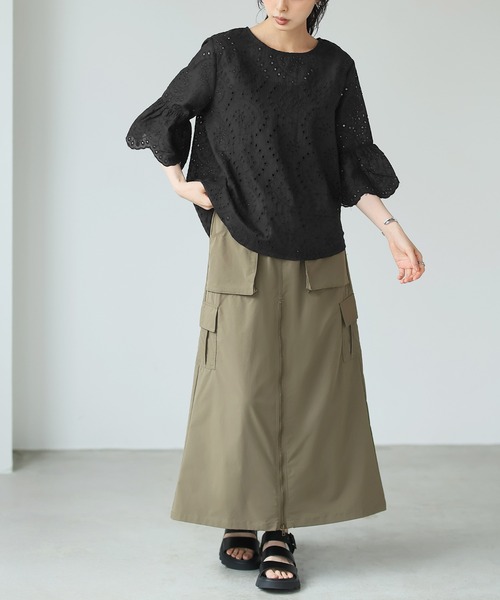 itto...(イット)の「フリル袖スカラップレースブラウス(Tシャツ/カットソー・レディース・ブラック/ベージュ/オフホワイト/ダークパープル・M/L)」の20枚目の写真