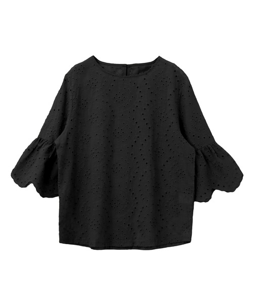 itto...(イット)の「フリル袖スカラップレースブラウス(Tシャツ/カットソー・レディース・ブラック/ベージュ/オフホワイト/ダークパープル・M/L)」の22枚目の写真