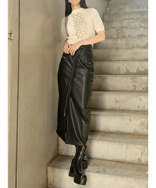 MURUA（ムルーア）の「クロシェパターンニット（ニット/セーター・レディース・ブルー/ブラック/アイボリー・FREE）」の10枚目の写真