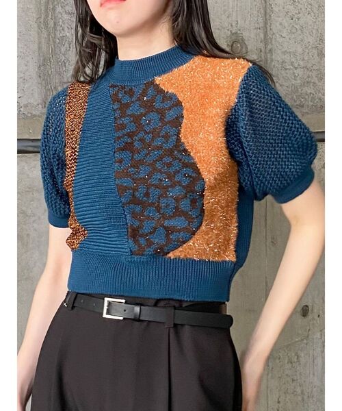 MURUA（ムルーア）の「クロシェパターンニット（ニット/セーター・レディース・ブルー/ブラック/アイボリー・FREE）」の11枚目の写真