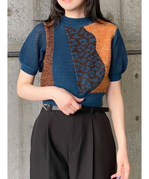 MURUA（ムルーア）の「クロシェパターンニット（ニット/セーター・レディース・ブルー/ブラック/アイボリー・FREE）」の12枚目の写真