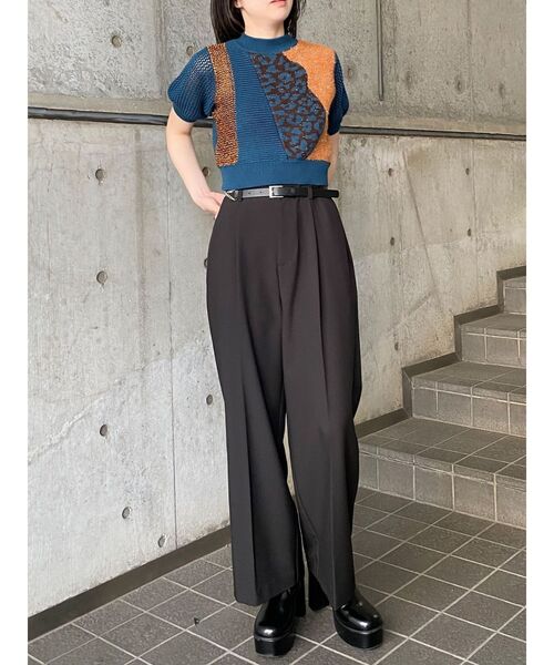 MURUA（ムルーア）の「クロシェパターンニット（ニット/セーター・レディース・ブルー/ブラック/アイボリー・FREE）」の14枚目の写真