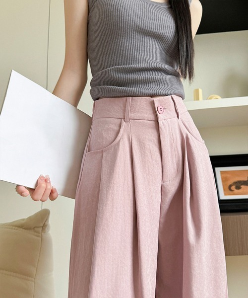 Miniministore(ミニミニストア)の「ワイドパンツ ハイウエストイージーパンツ(スラックス・レディース・ピンク/ライトグレー/ライトブルー/アイボリー・M/L)」の14枚目の写真