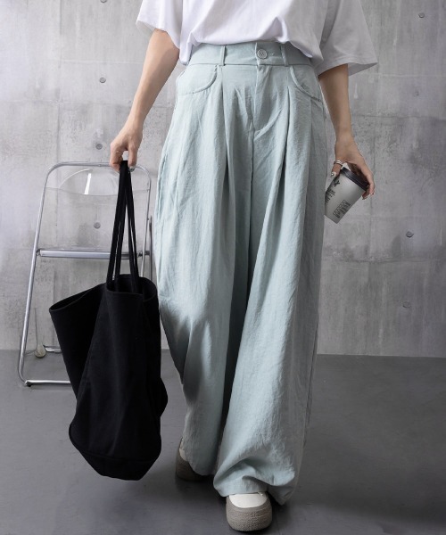 Miniministore(ミニミニストア)の「ワイドパンツ ハイウエストイージーパンツ(スラックス・レディース・ピンク/ライトグレー/ライトブルー/アイボリー・M/L)」の17枚目の写真