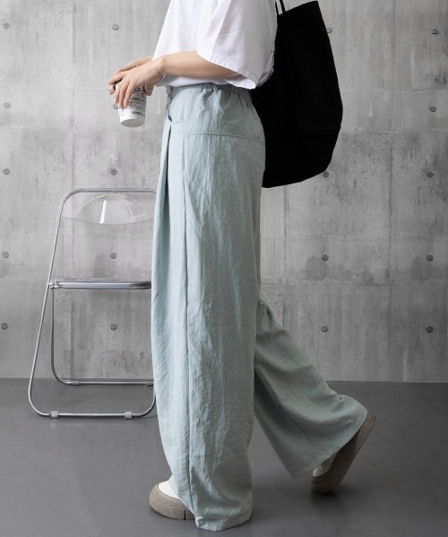 Miniministore(ミニミニストア)の「ワイドパンツ ハイウエストイージーパンツ(スラックス・レディース・ピンク/ライトグレー/ライトブルー/アイボリー・M/L)」の19枚目の写真