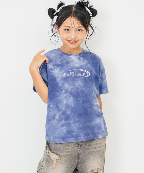 ANAP kids(アナップキッズ)の「ミニ裏毛 タイダイ柄 ロゴTシャツ【親子お揃い】(Tシャツ/カットソー・キッズ・ベージュ/ブラック系その他/グレー・130cm/120cm/110cm)」の2枚目の写真