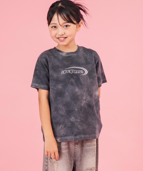 ANAP kids(アナップキッズ)の「ミニ裏毛 タイダイ柄 ロゴTシャツ【親子お揃い】(Tシャツ/カットソー・キッズ・ベージュ/ブラック系その他/グレー・130cm/120cm/110cm)」の17枚目の写真