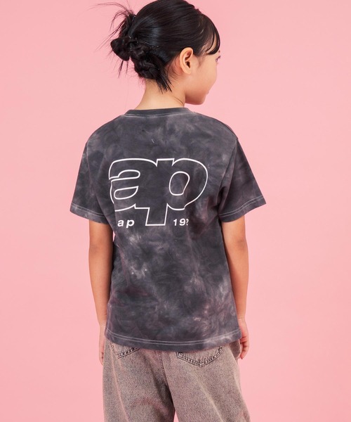 ANAP kids(アナップキッズ)の「ミニ裏毛 タイダイ柄 ロゴTシャツ【親子お揃い】(Tシャツ/カットソー・キッズ・ベージュ/ブラック系その他/グレー・130cm/120cm/110cm)」の19枚目の写真