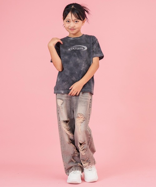 ANAP kids(アナップキッズ)の「ミニ裏毛 タイダイ柄 ロゴTシャツ【親子お揃い】(Tシャツ/カットソー・キッズ・ベージュ/ブラック系その他/グレー・130cm/120cm/110cm)」の20枚目の写真