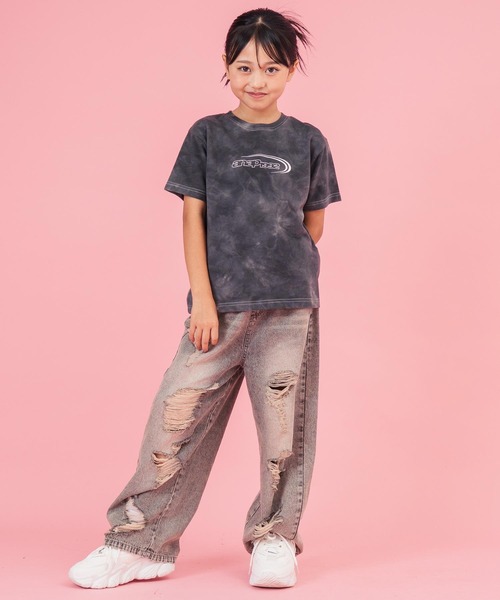 ANAP kids(アナップキッズ)の「ミニ裏毛 タイダイ柄 ロゴTシャツ【親子お揃い】(Tシャツ/カットソー・キッズ・ベージュ/ブラック系その他/グレー・130cm/120cm/110cm)」の21枚目の写真