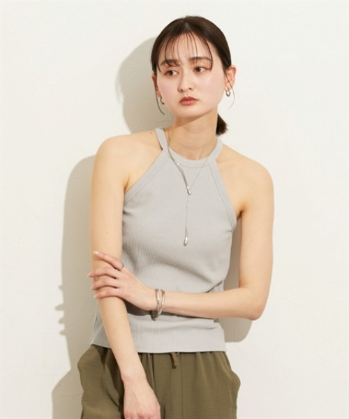 nissen(ニッセン)の「アメスリタンクトップ(Tシャツ/カットソー・レディース・ブラック/オフホワイト/グレー・M)」の1枚目の写真
