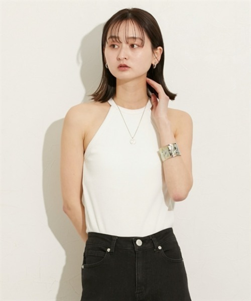 nissen(ニッセン)の「アメスリタンクトップ(Tシャツ/カットソー・レディース・ブラック/オフホワイト/グレー・M)」の2枚目の写真