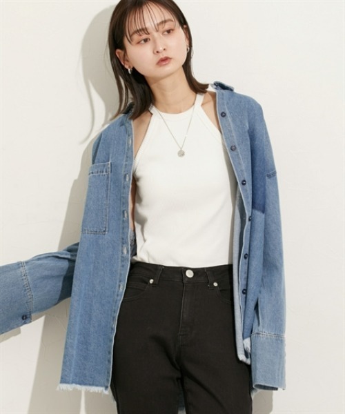 nissen(ニッセン)の「アメスリタンクトップ(Tシャツ/カットソー・レディース・ブラック/オフホワイト/グレー・M)」の7枚目の写真