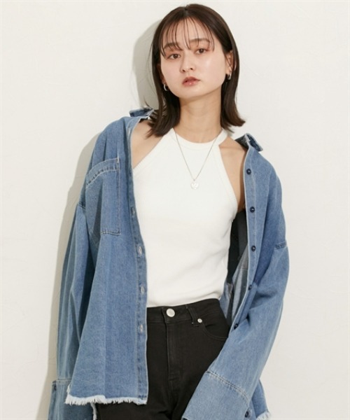 nissen(ニッセン)の「アメスリタンクトップ(Tシャツ/カットソー・レディース・ブラック/オフホワイト/グレー・M)」の8枚目の写真