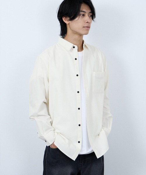 NAVY（ネイビー）の「【ユニセックス】Soft Flannel Solid Color Shirt Casual Long Sleeveソトフラフンネル無地シャツ（シャツ/ブラウス・メンズ・ブラック/ネイビー/ネイビー系1/ホワイト・M/S/XL/L）」の2枚目の写真