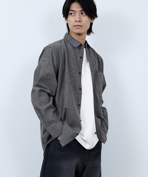 NAVY（ネイビー）の「【ユニセックス】Soft Flannel Solid Color Shirt Casual Long Sleeveソトフラフンネル無地シャツ（シャツ/ブラウス・メンズ・ブラック/ネイビー/ネイビー系1/ホワイト・M/S/XL/L）」の3枚目の写真