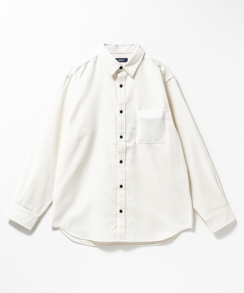 NAVY（ネイビー）の「【ユニセックス】Soft Flannel Solid Color Shirt Casual Long Sleeveソトフラフンネル無地シャツ（シャツ/ブラウス・メンズ・ブラック/ネイビー/ネイビー系1/ホワイト・M/S/XL/L）」の5枚目の写真