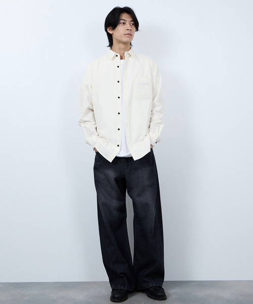 NAVY（ネイビー）の「【ユニセックス】Soft Flannel Solid Color Shirt Casual Long Sleeveソトフラフンネル無地シャツ（シャツ/ブラウス・メンズ・ブラック/ネイビー/ネイビー系1/ホワイト・M/S/XL/L）」の21枚目の写真